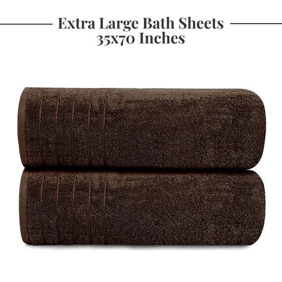 Tens Towels Extra große Badetücher, 89 x 178 cm, 100% Baumwolle, größeres und leichteres Gewicht, schnelles trocknen, super weich und saugfähig, übergroße Badetücher, 2 Stück, Braun