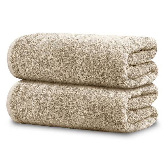 Tens Towels Extra große Badetücher, 89 x 178 cm, 100% Baumwolle, größeres und leichteres Gewicht, schnelles trocknen, super weich und saugfähig, übergroße Badetücher, 2 Stück, Beige