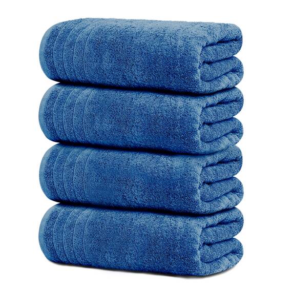 Tens Towels Große Badetücher, 100% Baumwolle, 76,2 x 152,4 cm, extra große Badetücher, Leichter und super saugfähig, schnell trocknend, perfekte Badetücher für den täglichen Gebrauch (4 Stück) (Blau)