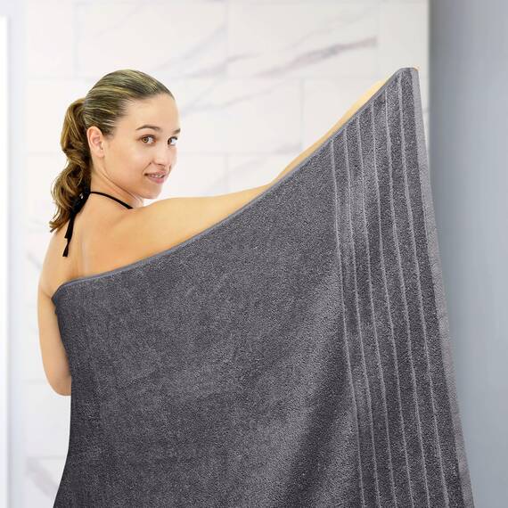 Tens Towels Jumbo-Badetuch, 100% Baumwolle, super weich und saugfähig, perfekt zum Einwickeln, 100% Baumwolle, 101,6 x 203,2 cm, Dunkelgrau, 1 Stück