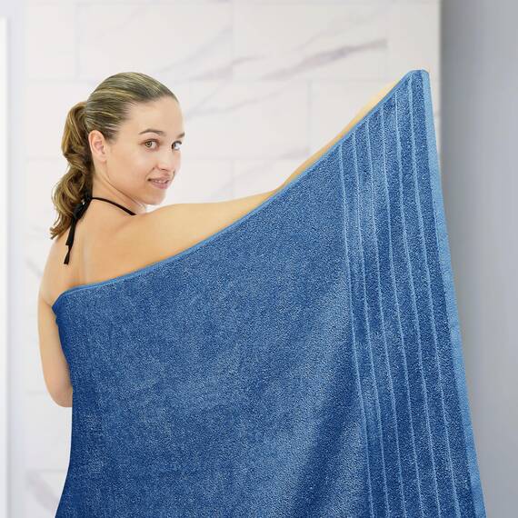 Tens Towels Jumbo-Badetuch, 100 % Baumwolle, super weich und saugfähig, perfekt zum Einwickeln, 100 % Baumwolle, 101,6 x 203,2 cm, 1 Stück, Blau