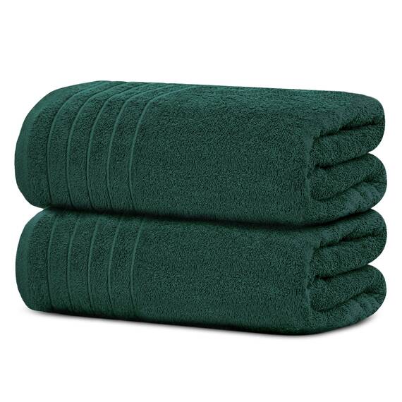 Tens Towels Extra große Badetücher, 89 x 178 cm, 100 % Baumwolle, größeres und leichteres Gewicht, schnelles trocknen, super weich und saugfähig, übergroße Badetücher, 2 Stück, Jägergrün