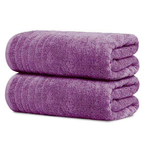 Tens Towels Extra große Badetücher, 89 x 178 cm, 100 % Baumwolle, größeres und leichteres Gewicht, schnelles trocknen, super weich und saugfähig, übergroße Badetücher, 2 Stück, Violett