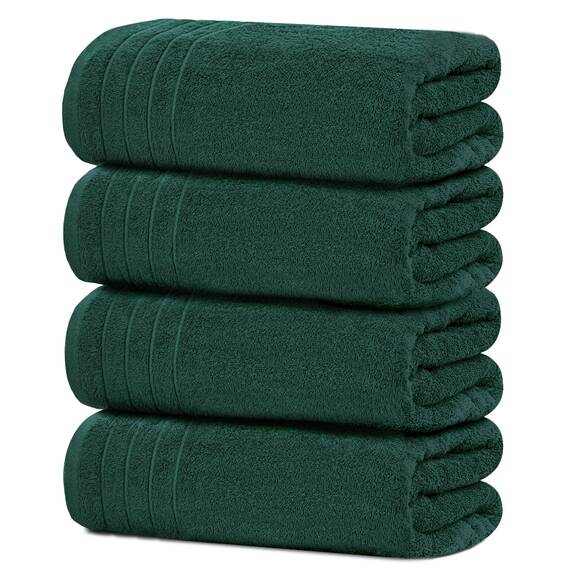 Tens Towels Extra große Badetücher, 76,2 x 152,4 cm, 100 % Baumwolle, größeres und leichteres Gewicht, schnelles trocknen, super weich und saugfähig, perfekt für Badezimmer, 4 Stück, Jägergrün