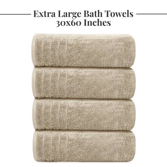 Tens Towels Große Badetücher, Badehandtücher, 100% Baumwolle, 76,2 x 152,4 cm, extra große Badetücher, Leichter, schneller zu trocknen, super saugfähig, perfekte Badetücher (4 Stück, Beige)