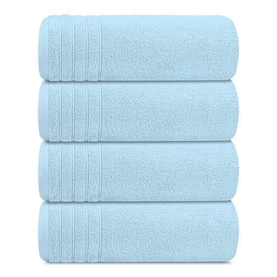 Tens Towels Extra große Badetücher, 76,2 x 152,4 cm, 100 % Baumwolle, größeres und leichteres Gewicht, schnelles trocknen, super weich und saugfähig, perfekt für Badezimmer, 4 Stück, Himmelblau