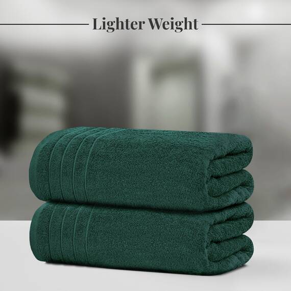 Tens Towels Extra große Badetücher, 76,2 x 152,4 cm, 100 % Baumwolle, größeres und leichteres Gewicht, schnelles trocknen, super weich und saugfähig, perfekt für Badezimmer, 4 Stück, Jägergrün