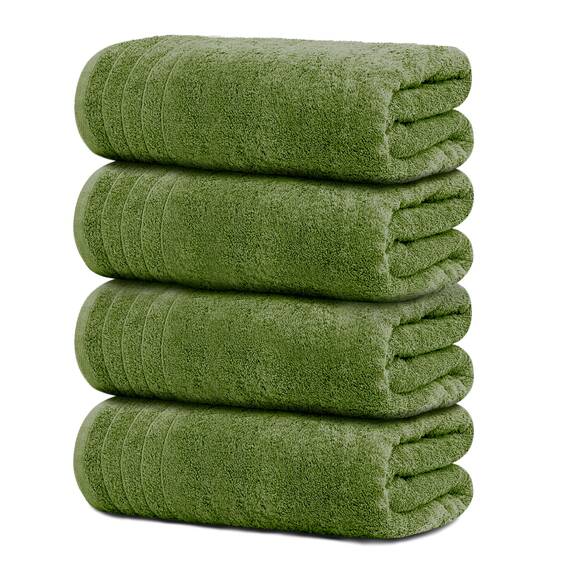 Tens Towels Extra große Badetücher, 76,2 x 152,4 cm, 100% Baumwolle, größeres und leichteres Gewicht, schnelles trocknen, super weich und saugfähig, perfekt für Badezimmer, 4 Stück, Grün