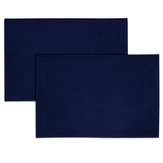 Tens Towels Badematten aus 100 % Baumwolle, 50,8 x 81,3 cm, super saugfähig, Premium-Bodentücher in Hotelqualität, luxuriös, weich und schnell trocknend, kein Badezimmerteppich, Marineblau, 2 Stück
