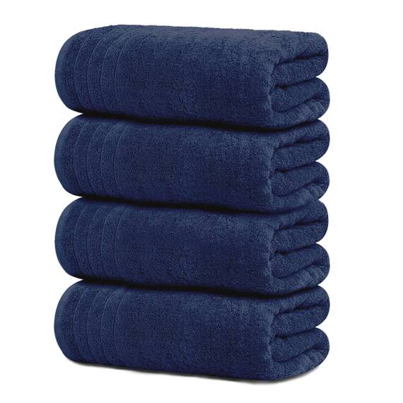Tens Towels Große Badetücher, 100% Baumwolle, 76,2 x 152,4 cm, extra große Badetücher, leichteres Gewicht, schneller zu trocknen, super saugfähig, perfekte Badetücher (4 Stück, Marineblau)