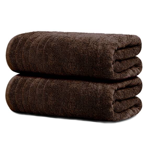Tens Towels Extra große Badetücher, 89 x 178 cm, 100% Baumwolle, größeres und leichteres Gewicht, schnelles trocknen, super weich und saugfähig, übergroße Badetücher, 2 Stück, Braun