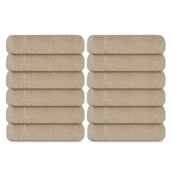 Tens Towels Waschlappen, 30,5 x 30,5 cm, leichteres Gewicht, schnell trocknend, super weich und saugfähig, sanfte Gesichtshandtücher, Hotelqualität, perfekt für Badezimmer, Fitnessstudio, Spa (Beige