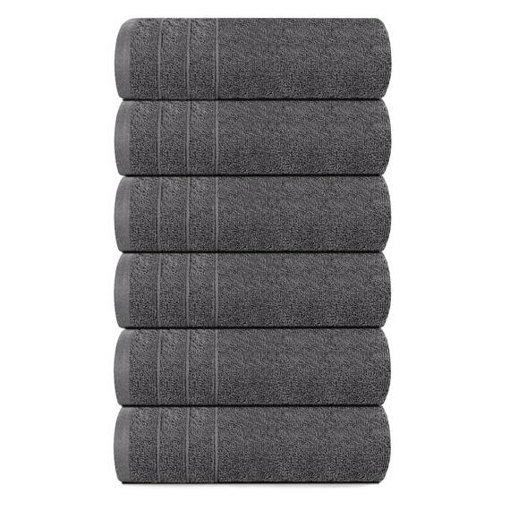 Tens Towels Handtücher, 100 % Baumwolle, leichteres Gewicht, schnell trocknend, 40,6 x 71,1 cm, super weich und saugfähig, perfekt für Bad und Küche, Dunkelgrau, 6 Stück
