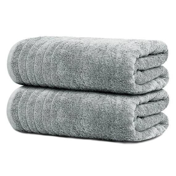 Tens Towels Extra große Badetücher, 89 x 178 cm, 100% Baumwolle, größeres und leichteres Gewicht, schnelles trocknen, super weich und saugfähig, übergroße Badetücher, 2 Stück, kühles Grau
