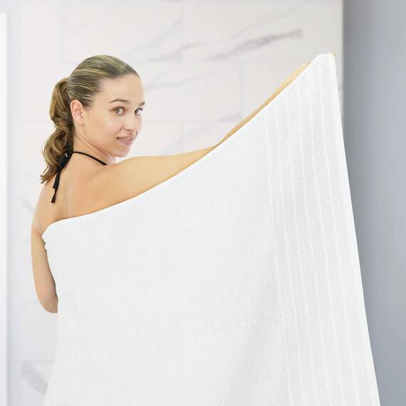 Tens Towels Jumbo-Badetuch, 101,6 x 203,2 cm, extra groß und leicht, schneller zu trocknen, 100 % Baumwolle, super weich und saugfähig, perfekt zum Einwickeln, Weiß, 1 Stück