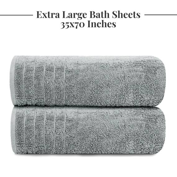 Tens Towels Extra große Badetücher, 89 x 178 cm, 100% Baumwolle, größeres und leichteres Gewicht, schnelles trocknen, super weich und saugfähig, übergroße Badetücher, 2 Stück, kühles Grau