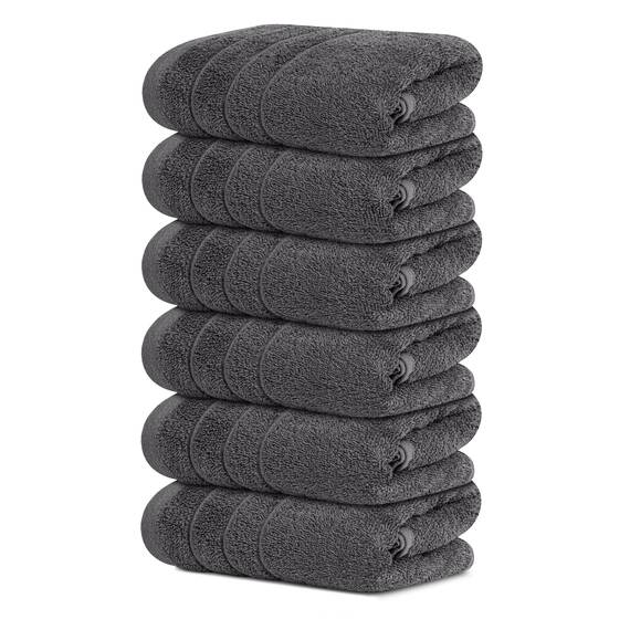 Tens Towels Handtücher, 100 % Baumwolle, leichteres Gewicht, schnell trocknend, 40,6 x 71,1 cm, super weich und saugfähig, perfekt für Bad und Küche, Dunkelgrau, 6 Stück