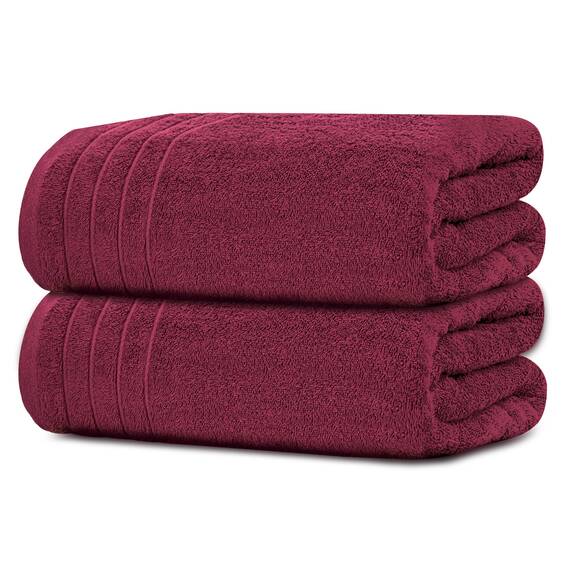 Tens Towels Extra große Badetücher, 89 x 178 cm, 100 % Baumwolle, größeres und leichteres Gewicht, schnelles trocknen, super weich und saugfähig, übergroße Badetücher, 2 Stück, Burgunderrot