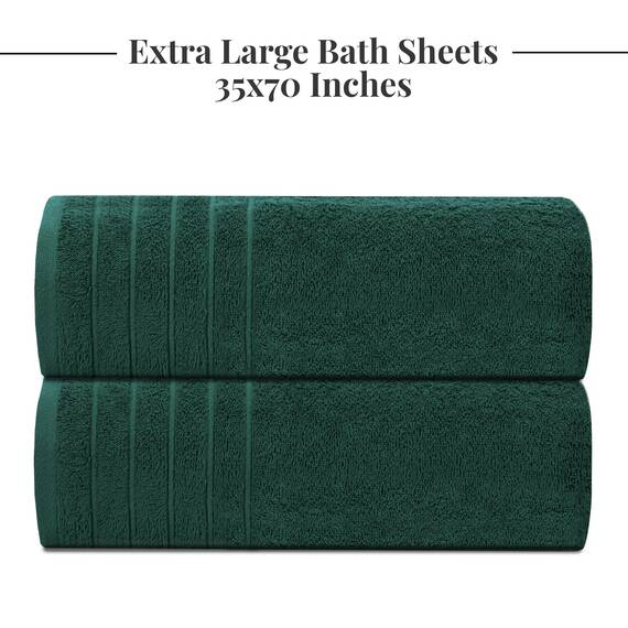 Tens Towels Extra große Badetücher, 89 x 178 cm, 100 % Baumwolle, größeres und leichteres Gewicht, schnelles trocknen, super weich und saugfähig, übergroße Badetücher, 2 Stück, Jägergrün