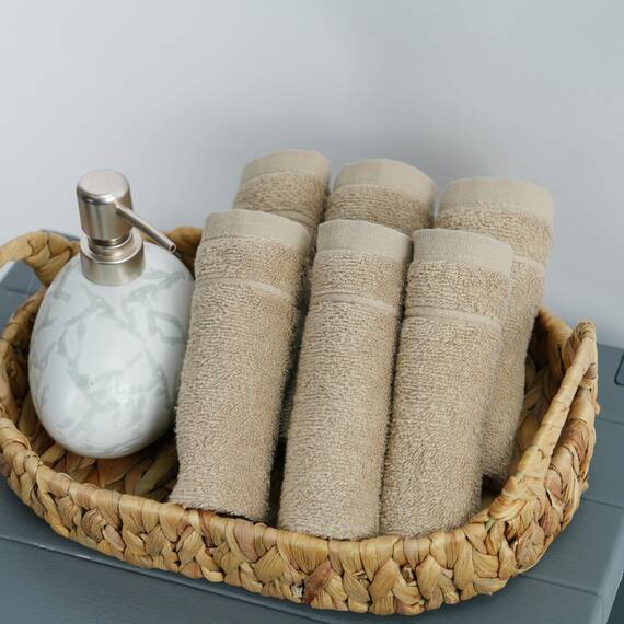 Tens Towels Waschlappen, 30,5 x 30,5 cm, leichteres Gewicht, schnell trocknend, super weich und saugfähig, sanfte Gesichtshandtücher, Hotelqualität, perfekt für Badezimmer, Fitnessstudio, Spa (Beige