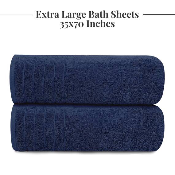 Tens Towels Extra großes Badetuch-Set, 100 % Baumwolle, Jumbo-Größe 88,9 x 177,8 cm, geringes Gewicht, super saugfähig, übergroße Badetücher für Badezimmer, perfekt den täglichen Gebrauch (Marineblau)