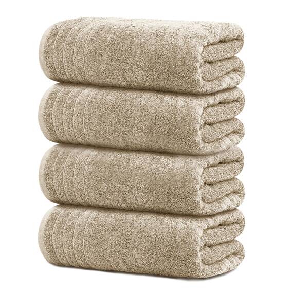 Tens Towels Große Badetücher, Badehandtücher, 100% Baumwolle, 76,2 x 152,4 cm, extra große Badetücher, Leichter, schneller zu trocknen, super saugfähig, perfekte Badetücher (4 Stück, Beige)