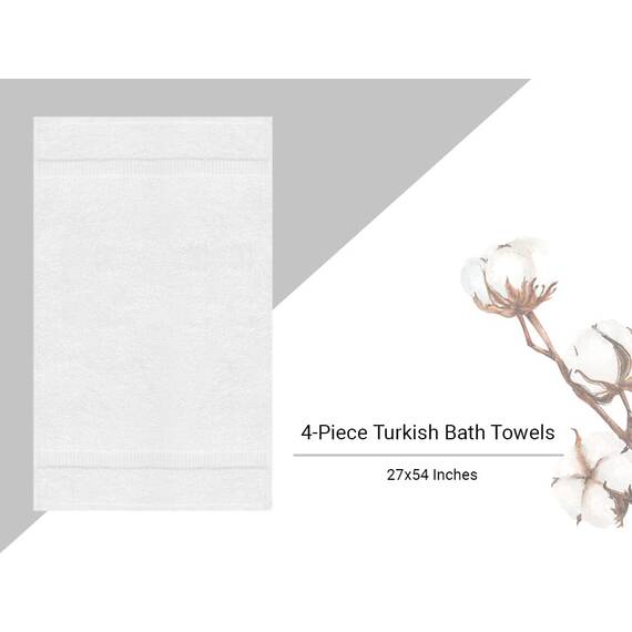 Towel Bazaar Hochwertige türkische Baumwolle, super weich und saugfähig, 4-teiliges Badetuch, Weiß