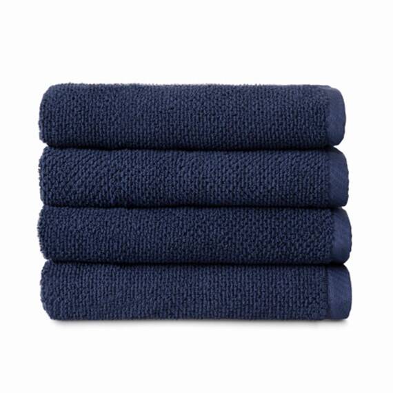 Welhome Franklin Badetücher | 4-teiliges Set | Deep Navy | strukturierte Oberfläche | sehr saugfähig | Premium 100% Baumwolle | schwer | super weich | nachhaltig hergestellt | pflegeleicht