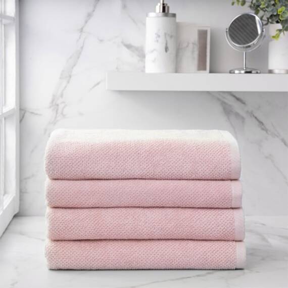 Welhome Franklin Premium Badetücher aus 100% Baumwolle, 4-teilig, Rouge, Popcornstruktur, sehr saugfähig, langlebig, fusselarm, Hotel- und Spa-Badetücher, 600 g/m², maschinenwaschbar