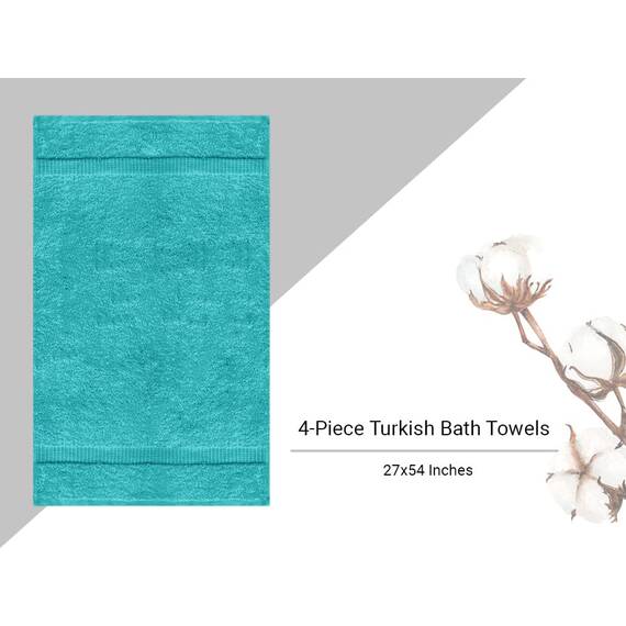 Towel Bazaar Türkische Handtücher aus Premium-Baumwolle, superweich und saugfähig, 4-teilig, Aquablau