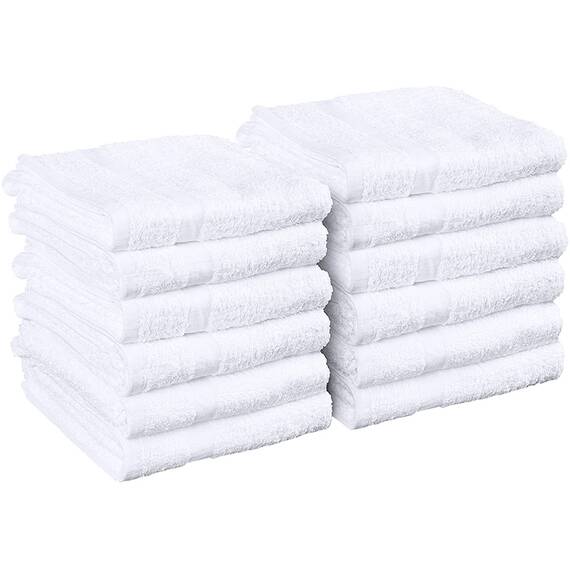 Utopia Towels - Salon-Handtuch, 12 Stück (Nicht bleichfest, 40,6 x 68,6 cm), sehr saugfähige Baumwolltücher für Hand, Fitnessstudio, Schönheit, Spa und Haarpflege zu Hause, weiß