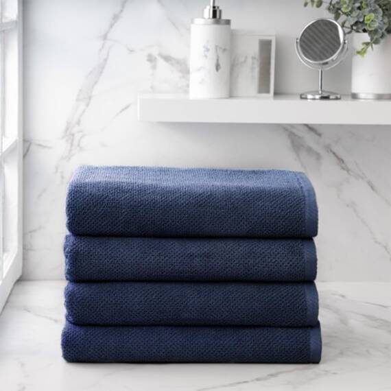 Welhome Franklin Badetücher | 4-teiliges Set | Deep Navy | strukturierte Oberfläche | sehr saugfähig | Premium 100% Baumwolle | schwer | super weich | nachhaltig hergestellt | pflegeleicht