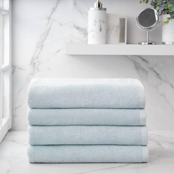 Welhome Franklin Premium | 4-teiliges Badetuch-Set | Popcorn strukturierte himmelblaue Badetücher | Hotel- und Spa-Handtücher für Badezimmer | weich und saugfähig | 600 g/m² 100% Baumwolle