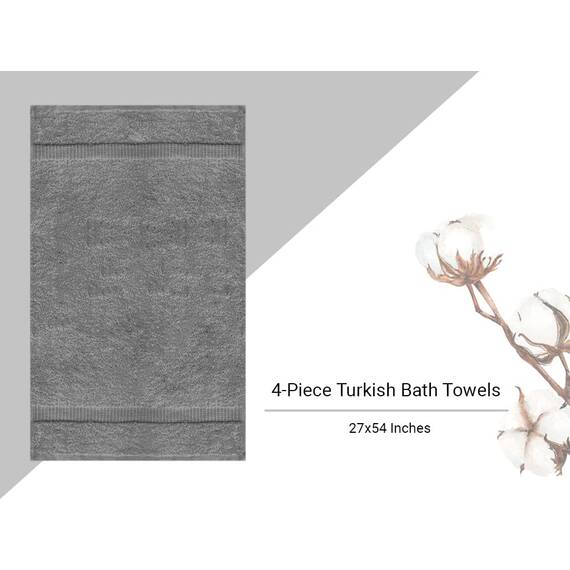 Towel Bazaar Hochwertige türkische Baumwolle, superweiche und saugfähige Handtücher (4-teiliges Badetuch, grau)