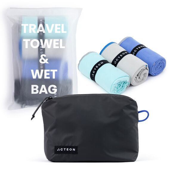 Acteon Mikrofaser-Handtuch, schnell trocknend, Silber-Ionen-Mikrofaser, geruchsfrei, mega saugfähige Fasern, für Männer und Frauen, Camping, Reisehandtuch
