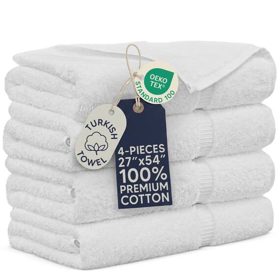 Towel Bazaar Hochwertige türkische Baumwolle, super weich und saugfähig, 4-teiliges Badetuch, Weiß