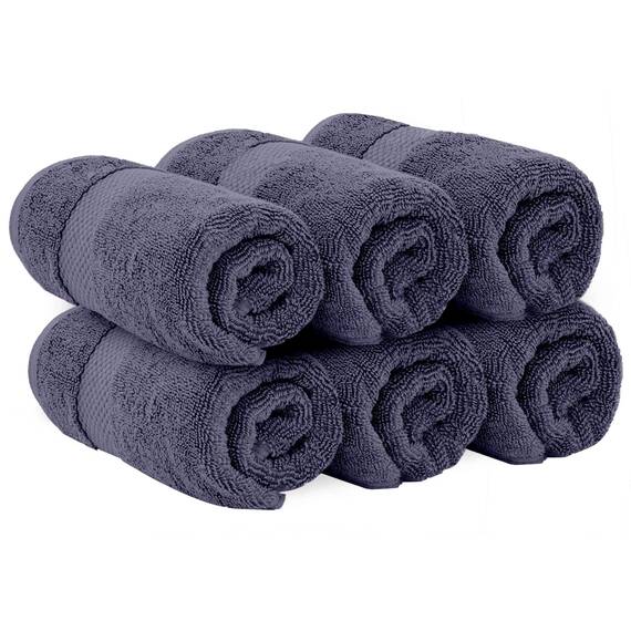 White Classic Luxuriöse marineblaue Handtücher – weiche 100 % türkische Baumwolle | sehr saugfähige Hotel-Spa-Handtuch-Kollektion | 40,6 x 76,2 cm | 6 Stück