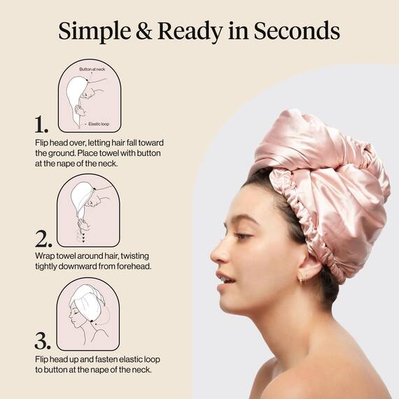 Kitsch Satin-umwickeltes Mikrofaser-Haarhandtuch, schnell trocknend, lockig, für Damen, nasses Haar, Mikrofaser-Handtuch für Haare, Haartrockner-Handtuch, Haartücher für Damen, Turban für nasses Haar