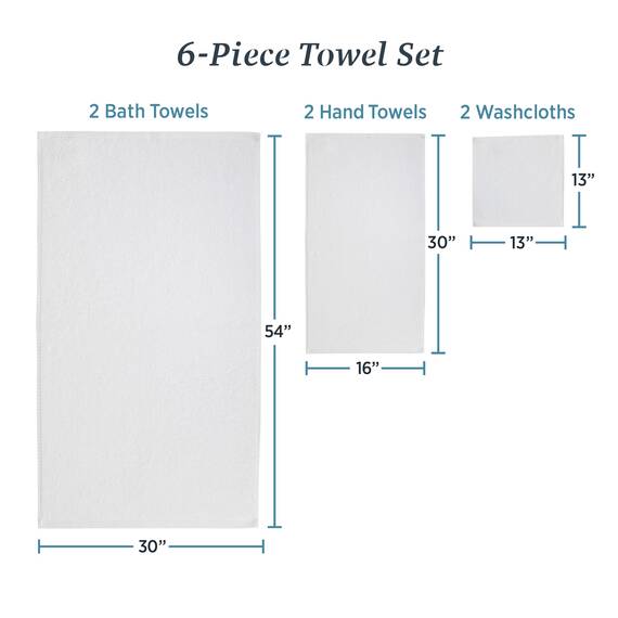 Welhome Franklin Premium Handtuch-Set, 100% Baumwolle, 6-teilig, weiß, Popcornstruktur, sehr saugfähig, langlebig, fusselarm, Hotel- und Spa-Badetücher, 600 g/m², 2 Badetücher, 2 Badetücher, 2