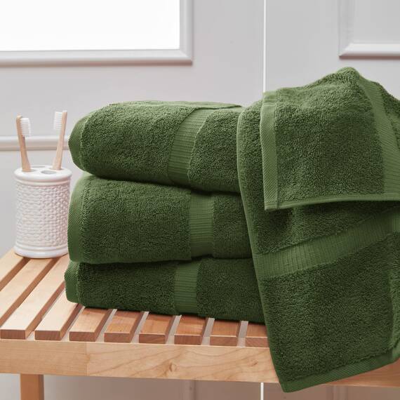 Towel Bazaar Türkische Handtücher aus Premium-Baumwolle, superweich und saugfähig, 8-teiliges Handtuch-Set, Moosgrün
