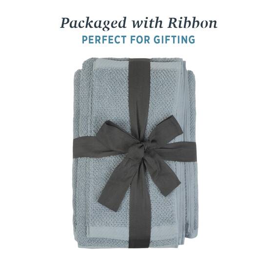 Welhome Franklin 100% Cotton Textured Towel (Dusty Blue) - Set of 6 - Highly Absorbent - Combed Cotton - Durable - Low Lint - 600 GSM - Machine Washable : 2 Bath Towels - 2 Hand Towels - 2 Wash Towels