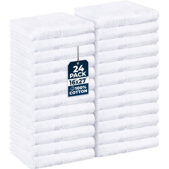 Utopia Towels Salon-Handtücher, Baumwolle, Nicht bleichfest, sehr saugfähig, für Hand, Fitnessstudio, Schönheit, Spa und Haarpflege zu Hause, 40,6 x 68,6 cm, 24, 16 Stück, weiß