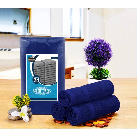 Utopia Towels Salon-Handtücher, Baumwolle, Nicht bleichfest, sehr saugfähig, für Hand, Fitnessstudio, Schönheit, Spa und Haarpflege zu Hause, 40,6 x 68,6 cm, 24 Stück, königsblau