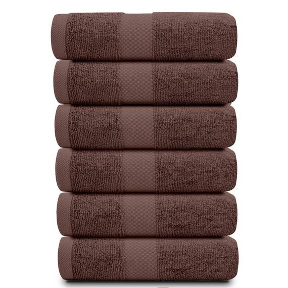 White Classic Luxuriöse braune Handtücher – weiche 100 % türkische Baumwolle | sehr saugfähige Hotel-Spa-Handtuch-Kollektion | 40,6 x 76,2 cm | 6 Stück