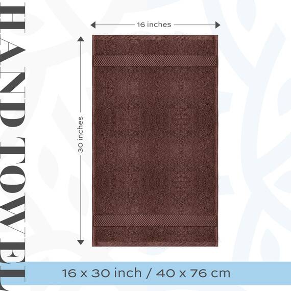 White Classic Luxuriöse braune Handtücher – weiche 100 % türkische Baumwolle | sehr saugfähige Hotel-Spa-Handtuch-Kollektion | 40,6 x 76,2 cm | 6 Stück