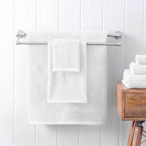 Welhome Franklin Premium Handtuch-Set, 100% Baumwolle, 6-teilig, weiß, Popcornstruktur, sehr saugfähig, langlebig, fusselarm, Hotel- und Spa-Badetücher, 600 g/m², 2 Badetücher, 2 Badetücher, 2