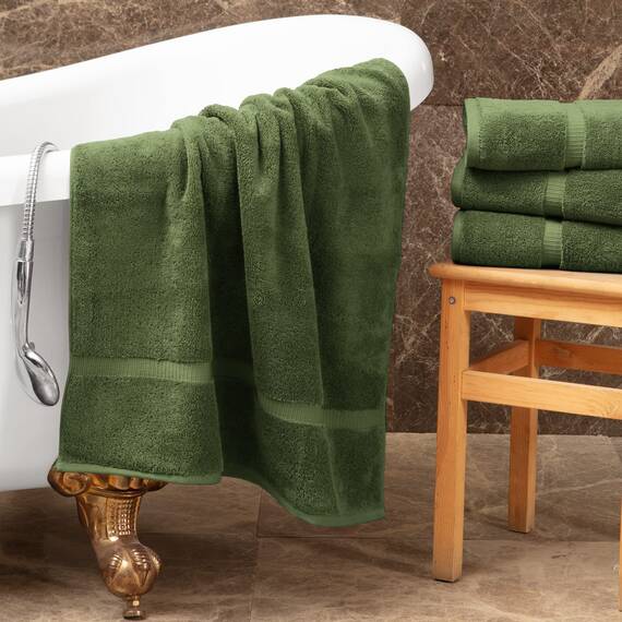 Towel Bazaar Türkische Handtücher aus Premium-Baumwolle, superweich und saugfähig, 8-teiliges Handtuch-Set, Moosgrün