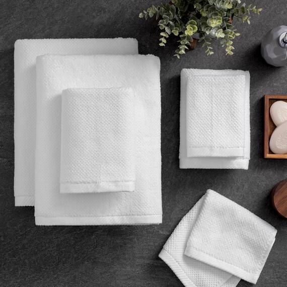 Welhome Franklin Premium Handtuch-Set, 100% Baumwolle, 6-teilig, weiß, Popcornstruktur, sehr saugfähig, langlebig, fusselarm, Hotel- und Spa-Badetücher, 600 g/m², 2 Badetücher, 2 Badetücher, 2