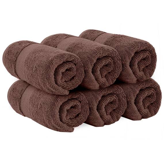 White Classic Luxuriöse braune Handtücher – weiche 100 % türkische Baumwolle | sehr saugfähige Hotel-Spa-Handtuch-Kollektion | 40,6 x 76,2 cm | 6 Stück