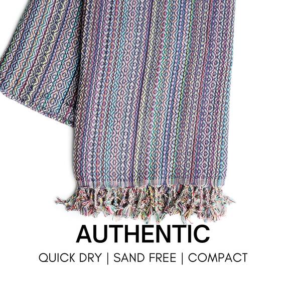 BAY LAUREL Türkisches Strandtuch mit Reisetasche, 39 x 71 cm, schnell trocknend, sandfrei, leicht, große übergroße Handtücher, leicht